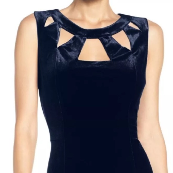 Eliza J Velvet Cutout Sheath Dress Navy 2 4 8 12 - Picture 2 of 7